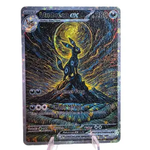 Umbreon EX Custom Trading Card - Starry Night Oil Painting Art Style - Dragon Skin Textured Holographic Finish - Scratch & Stain Resistant - Premium Eeveelution Fan Art Collectible