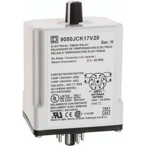 Square D 0.3 to 30 min Delay, DPDT Time Delay Relay 10 Contact Amp, 110 VDC & 120 VAC 9050JCK17V20
