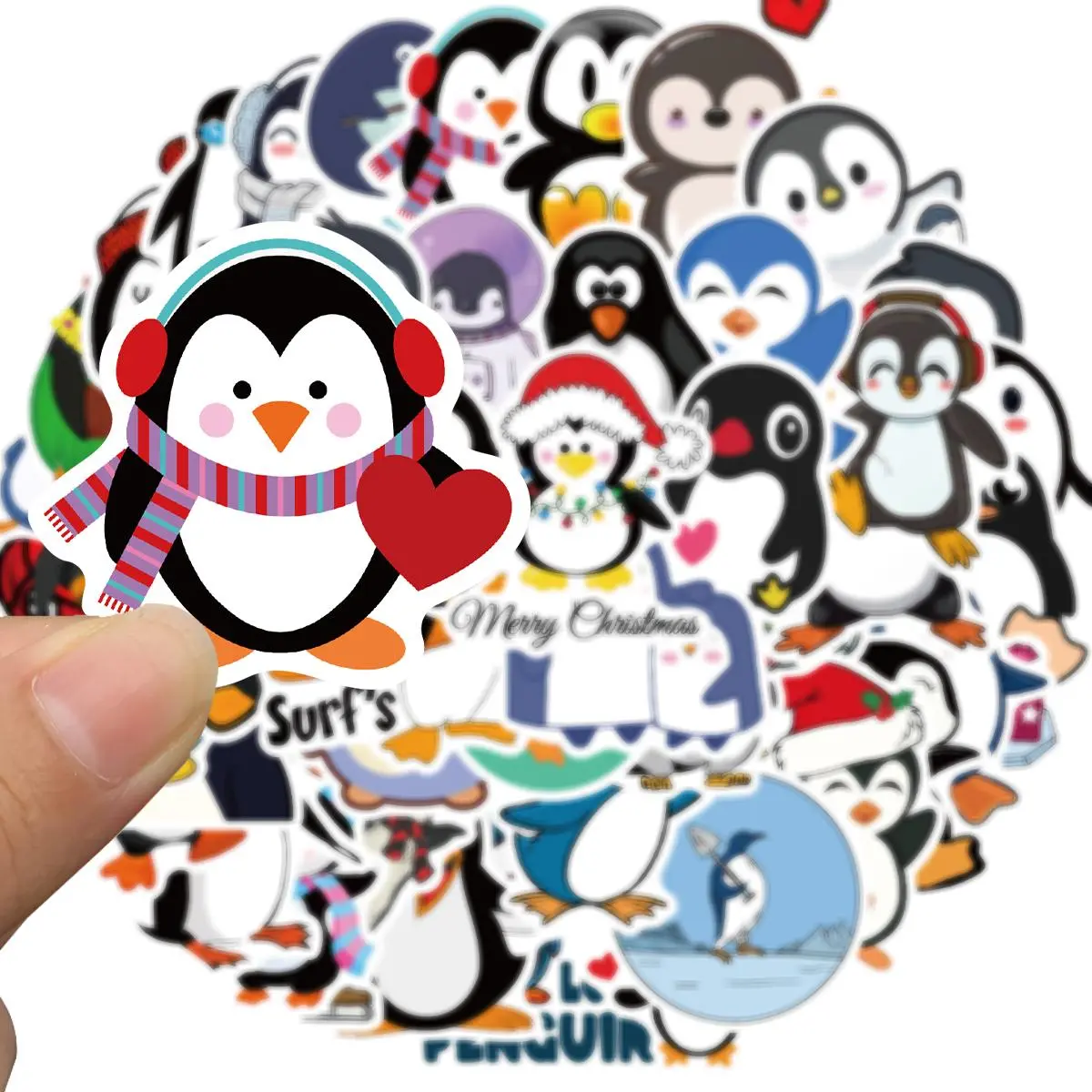 Penguin Pattern Sticker, 50pcs/set Cute Vinyl Waterproof Sticker, Decorative Sticker for Water Bottle Laptop Guitar Phone Skateboard, Cover