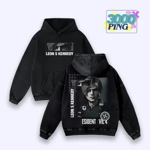 Leon S Kennedy Resident Evil 4 Inspired Vintage Washed Hoodie Leon Kennedy RE4 Remake Retro 90s Bootleg Graphic T-Shirt Oversized Aesthetic Streetwear Sweatshirt Acid Wash Tee Game Merch Gift for Fans Unisex Premium Cotton Tank Top Long Sleeve Pullover