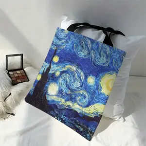 Painting Starry Night Sunflower Apricot Flower Coffee Holder Handbag Lightweight Shoulder Bag