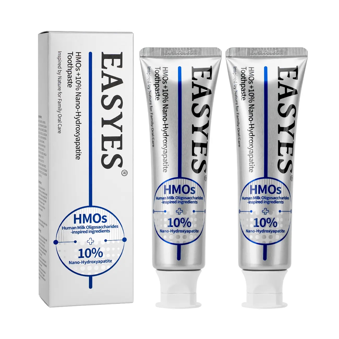 【Easyes】HMOs 10% Nano Hydroxyapatite Toothpaste — Inhibits Oral Bacteria Reduces Bad Breath Prevents Cavities and Strengthens Teeth Cares for Sensitive Gums Fluoride-free Whitening Safe Formula