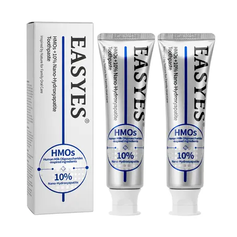 【Easyes】HMOs 10% Nano Hydroxyapatite Toothpaste — Inhibits Oral Bacteria Reduces Bad Breath Prevents Cavities and Strengthens Teeth Cares for Sensitive Gums Fluoride-free Whitening Safe Formula -ad