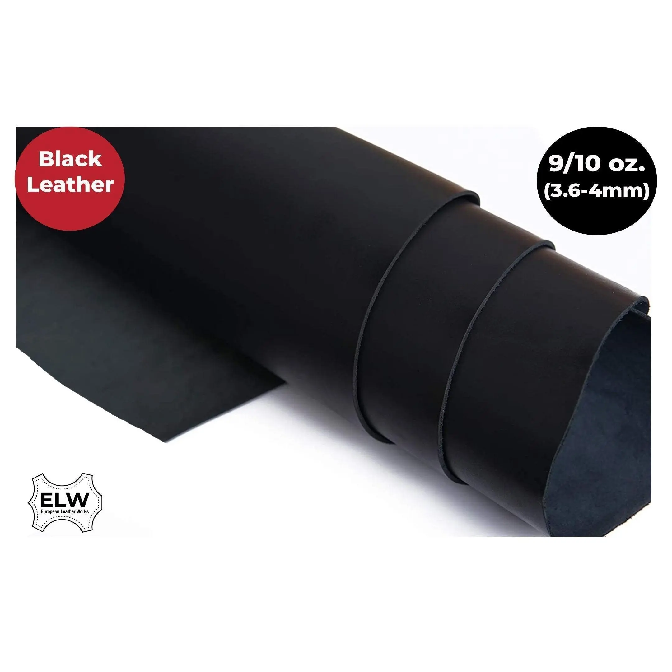 ELW Oil Tanned Black Leather 9-10 oz (3.6-4mm) Thickness Pre-Cut Cowhide Full Grain Leather for Tooling, Holsters, Knife Sheaf, Carving, Embossing, Stamping