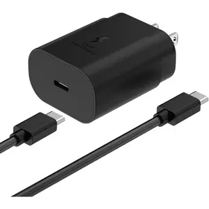 Type C  Charger USB C  Charger with 25W Type C    for  Galaxy Phone S25/S24/S23/S22/S21/S20/Note20/Note10/Note9/Ultra/Galaxy Tab/S9/S8/Plus/Black