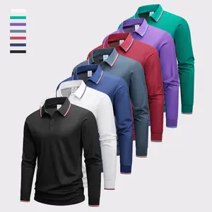 Men's Regular Fit Long Sleeve Polo Shirt, Casual Fashion Button Collared Top for Spring & Fall, Men's Clothes for Daily Wear