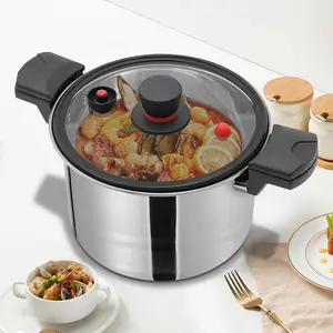 7.4 Quart pressure cooker, 201 stainless steel, KPA micro-pressure technology, fast cooking, suitable for gas stoves, induction cookers and electric stoves, can be used for stewing and cooking various delicacies Cookware White taupe granite