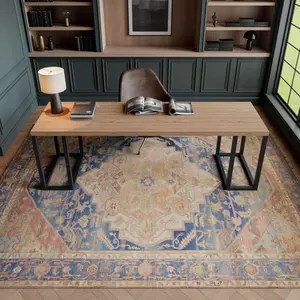 Nourison Vintage Washables Medallion Traditional Indoor Non-Slip Easy Care Flatweave Rug