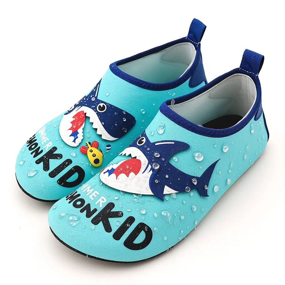 Little Kids Boy's Barefoot Water Shoes Cartoon Shark Print Quick Dry Lightweight Soft Water Socks for Summer Outdoor Pool Beach Swimming Surfing Fishing Aqua Socks Outdoor Pool Surfing Fishing Girl's Pink Blue Children Toddler