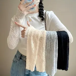 Women's Lace Fingerless Sleeves, Casual Breathable Sun Protection Lace Sleeves, Outdoor Sports Accessories for Women & Girls