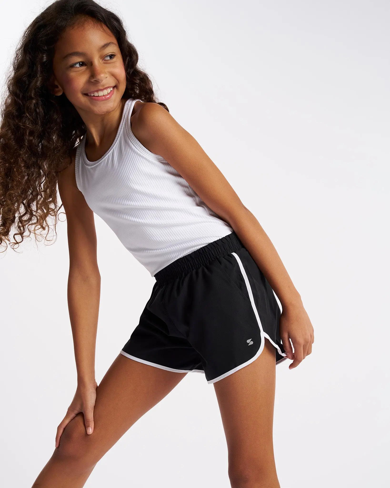 Girls' Stretchy Athletic Shorts, Elastic Waist Short Length Athletic Wear for Kids' Sports Activities