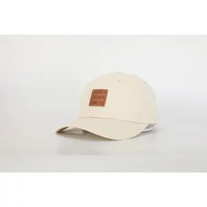 ads Washed Cotton Pro Hat - Khaki Casual Fashion Accessory with Leather Patch, Full Back Design, Hook-and-Loop Closure, Hook Closure