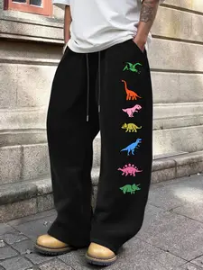 Men's Cartoon Dinosaur Print Sweatpants, Regular Fit Casual Comfy Jogger Pants for Spring & Fall, Men's Trousers for Daily Wear, Casual Streetwear Trousers