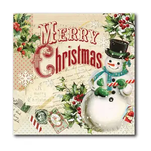 Courtside Market Merry Xmas Snowman 16x16 Canvas Wall Art