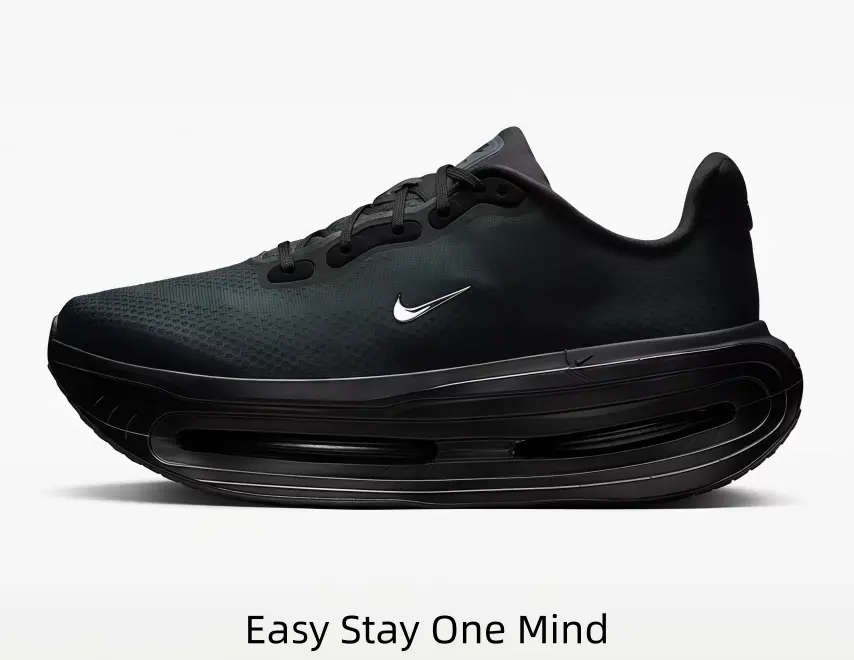 All Black Breathable Mesh Thick Platform Visible Air Cushion Running Sneakers Shock Absorbing Non Slip Lightweight Fashion Daily Gym Jogging Walking Athletic Shoes For Men Women