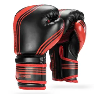 CORE Series Gel Boxing Gloves - Black with Red Accents, Durable Material, Comfortable Fit, Suitable for Training and Combat