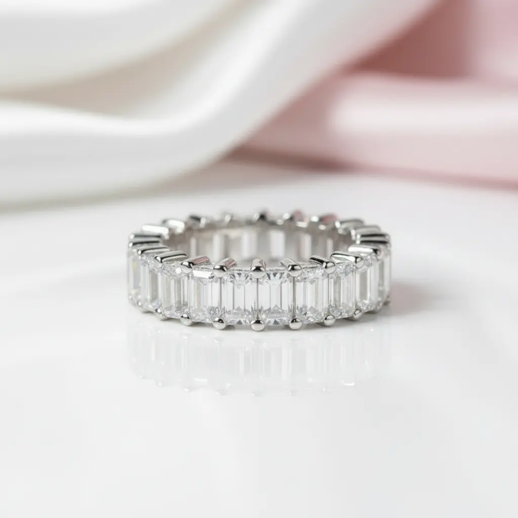 Emerald Diamond Option Eternity Band Ring