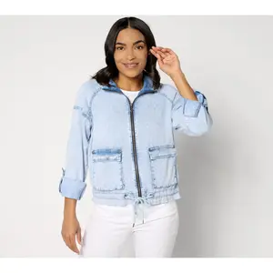 AnyBody Drapey Denim Lightweight Jacket with Drawcord Hem