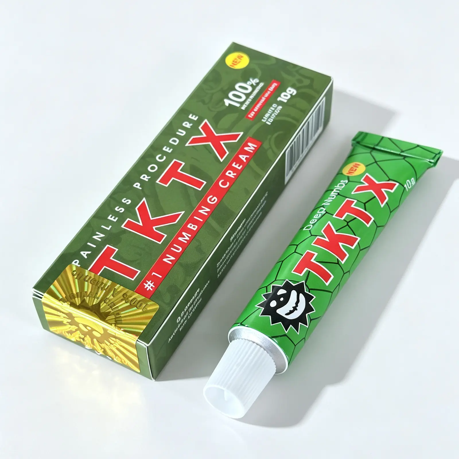 Buy 1 Get 1 Free | TKTX 100% Max Strength Green Edition Tattoo Numbing Cream | 10g x 2 Tubes | Fast-Acting Topical Anesthetic for Long-Lasting Tattoo Pain Relief