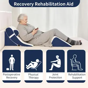 4PCS Orthopedic Bed Wedge Pillow Set for Post Surgery & Pain Relief, Adjustable Wedge Pillow for Back, Acid Reflux,Sitting up in Bed,Recovery, Snoring, Body Pillow for Sleeping (White/Navy)