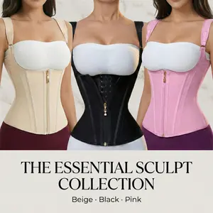 ZGQN Waist Trainer Corset Vest for Women Tummy Control Steel Boned High Compression Body Shaper Zipper Front Adjustable Straps Minimalist Shapewear Girdle Fajas Colombianas Womenswear