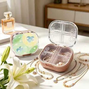 Soft Blooming Heart Flower Mini Portable Double Layer Jewelry Box, Small Necklace Bracelet Organizer, Anti-tangle & Anti-oxidation, Multi-compartment, Compact Light Luxury Jewelry Storage Case
