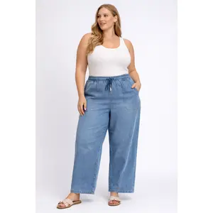 Charlie B • Knit Denim Wide Leg Jogger Pants