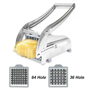 Manual French Fries Slicer with 2 Blades, Durable Vegetable Slicer, Stainless Steel Potato Cutter for Chips Carrots Cucumbers, Kitchen Air Fryer Companion