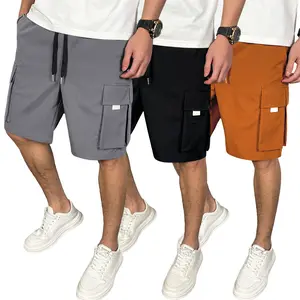Solid Color Cargo Shorts - Multi-pocket design, relaxed fit, breathable, comfortable, durable for everyday summer wear - Mid-rise, non-stretch woven fabric