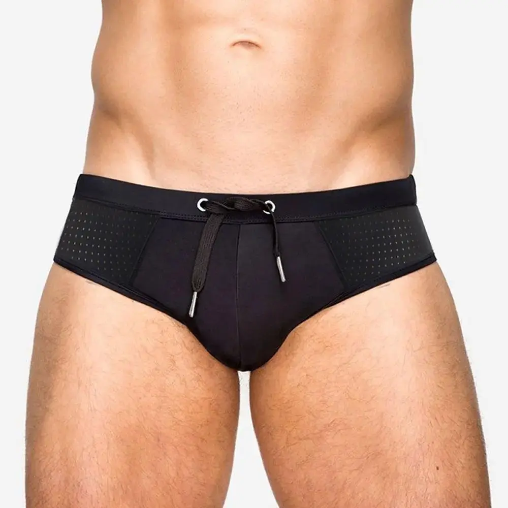Mens Breathable Swim Briefs – Quick Dry Athletic Swimsuit, Low Rise Drawstring Bikini Trunks, Stretch Comfortable Swimwear for Beach & Pool