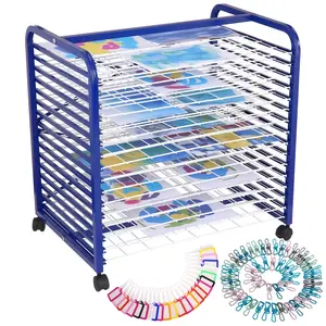 GARVEE Art Drying Racks: Studio Solutions with 16 or 25 Shelves, 26-41.5 Inches High, Featuring Lockable Wheels for Easy Mobility, Ideal for Artists Seeking Efficient Drying Options