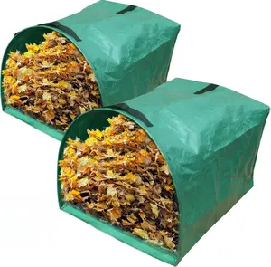 2-Pack 53 Gallon Dustpan-Type Yard Waste Bags, Reusable Heavy Duty Collapsible Garden Leaf Bags, Leaf Collector for Leaves, Lawn Debris & Grass Clippings