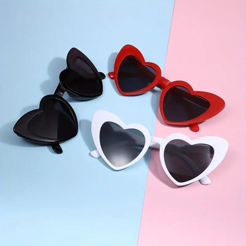 Trendy Heart-Shaped Sunglasses – Retro Fashion Shades for Women & Girls | Cute Oversized UV Protection Glasses in Black, Red & White | Statement Accessory for Festivals, Beach & Daily Wear