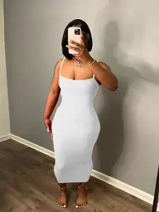 Women's Casual Short Sleeve Dress Tank Bodycon Dresses Ribbed U Neck Maxi Sundress Basic Party Club Dress