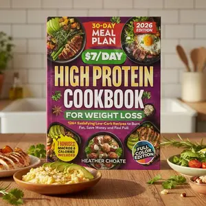 $7/Day High Protein Cookbook | 120+ Easy Healthy Recipes + 30-Day Meal Plan | Budget Friendly Meal Prep Guide
