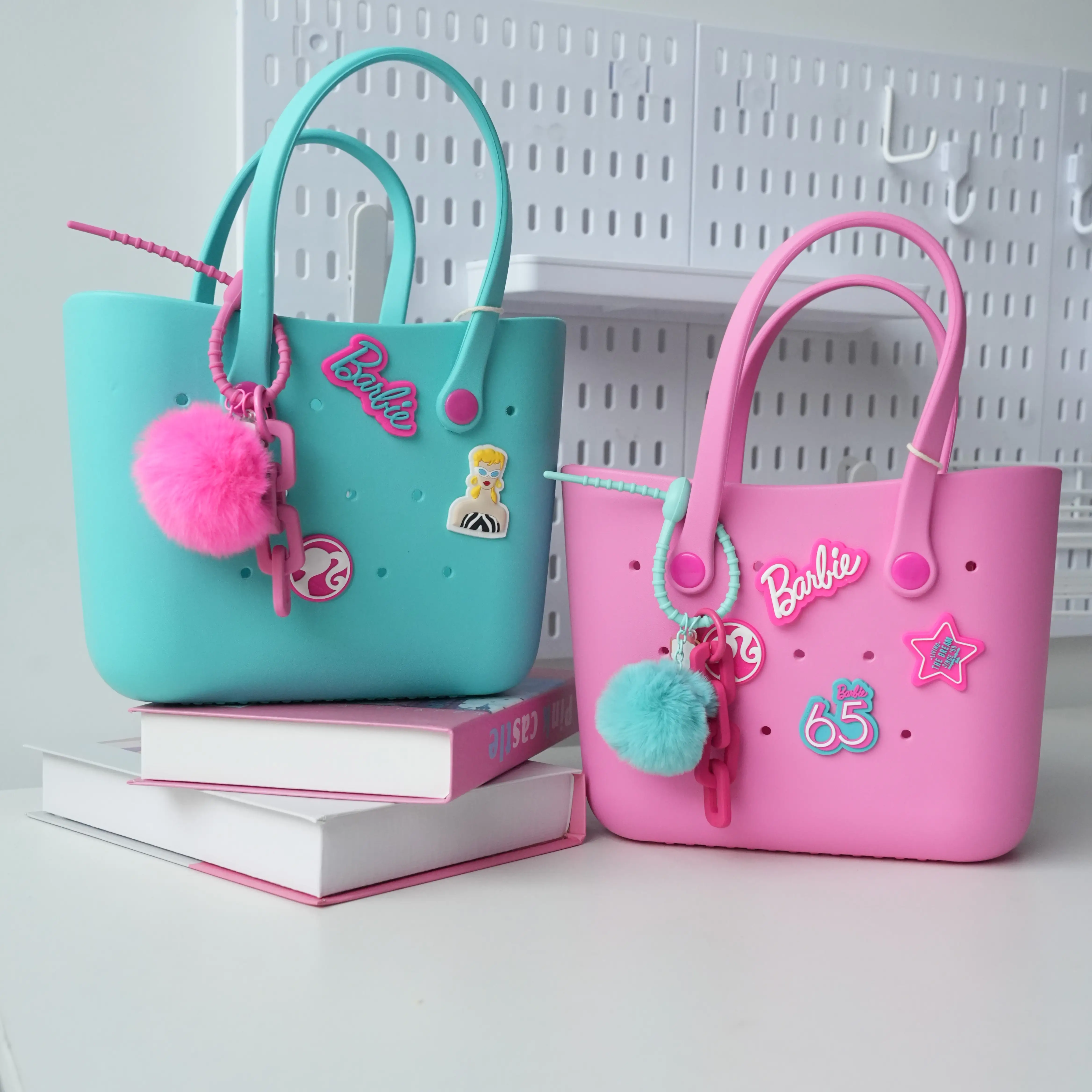 【Halloween Candy Pack】Barbie Sunlight Sparkle Series Fluffy Pendant +Barbie Sunlight Sparkle Series Croc Lunch Tote, Christmas gift, Holiday gift, Out