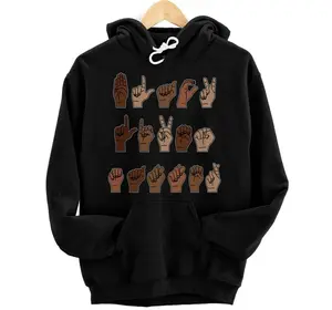 Black Lives Matter ASL Sign Language Hand Signs Deaf & Mute Pullover Hoodie