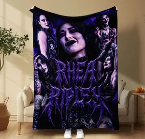Rhea Ripley Wrestler Metal Theme Blanket, Modern Flannel Throw for Sofa Bed Chair, Cool Decor for Wrestling Music Fans summerwins