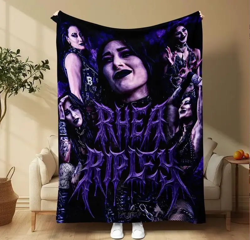 Rhea Ripley Wrestler Metal Theme Blanket, Modern Flannel Throw for Sofa Bed Chair, Cool Decor for Wrestling Music Fans summerwins
