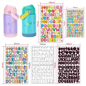 5-Color Cup Letter Stickers Set - 5-Letter English Alphabet & Colored Numbers, DIY Hobbies Labels for Notebooks, Customizable Name Water Cup Decals, Children's Gift Seals & Pagination Elements