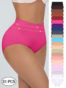 Women's High Waist Seamless Underwear, Fitted & Comfortable Design Panties, All Season Wear, Casual Style, Moderate Fabric Thickness, High Waisted Panty
