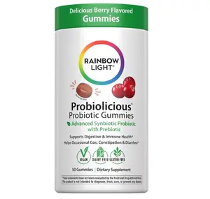 Rainbow Light Probiotic Gummies | 50 Count | Advanced Synbiotic with Prebiotic | for Men, Women & Children | Supports Digestive & Immune Health