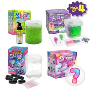 4pcs Fruit Slime Sensory Kit - Kiwi & Grape Glitter Slime, Mystery Growth Mud Blind Box & Capsule Slime, Stress Relief Fidget Toys for Kids & Adults, Perfect Easter Basket Stuffers & Birthday Party Gifts