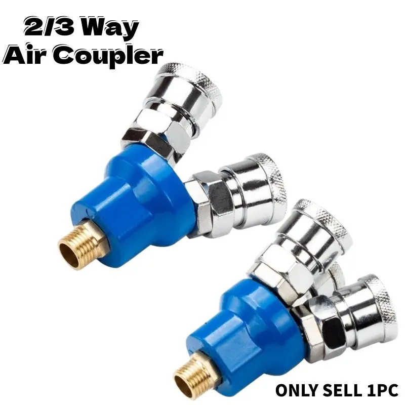 2/3 Way Air Coupler, Y-Type Pneumatic Quick Connect Fittings, G1/4" Male Thread Air Compressor Splitter Connector for Air Tools