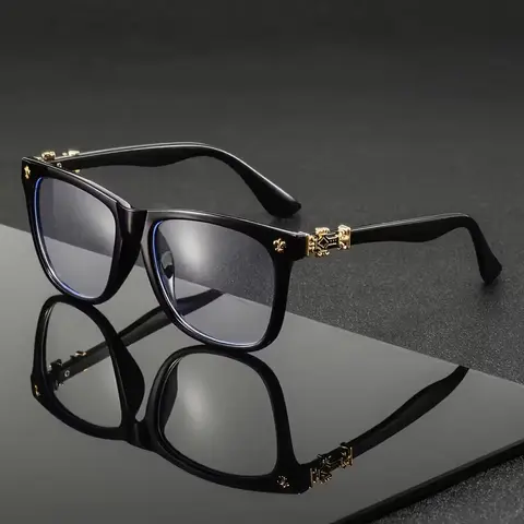 Fashion Metal Square Frame Anti-Blue Light Flat Lens Eyewear, Versatile Casual All-Season Outdoor Glasses, Plain Pattern (Beauty & Personal Care, Eye & Ear Care)