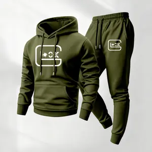 Men's vintage print hooded sweatshirt and drawstring sweatpants set, men's casual sportswear, long-sleeved hooded jacket and trousers, suitable for autumn and winter, men's everyday casual wear, tracksuit, casual sports outfit.