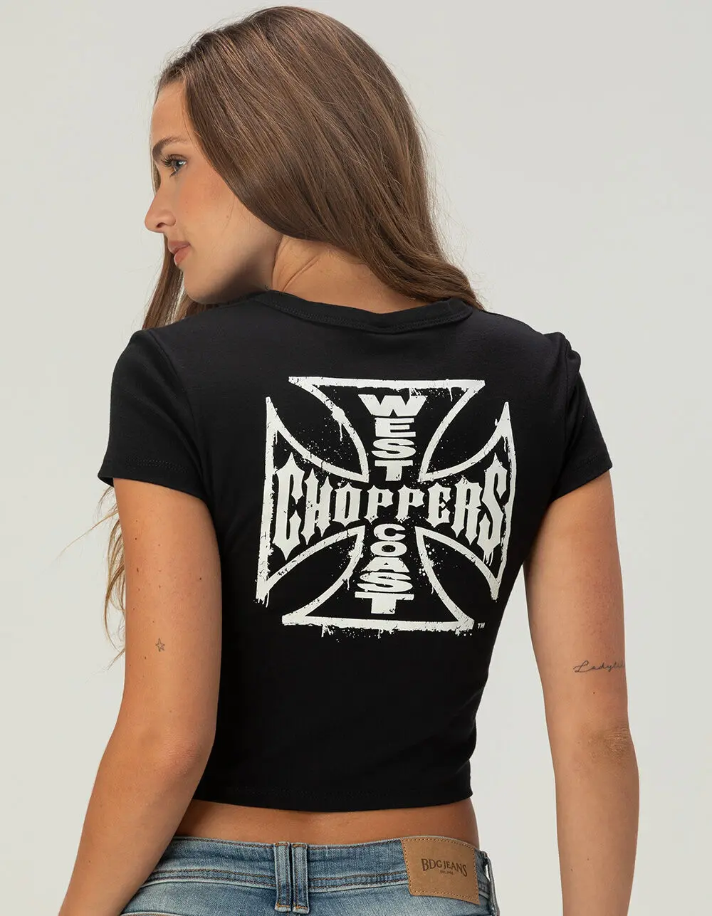 WEST COAST CHOPPERS Stroke Logo Womens Baby Tee