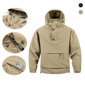 Male Long-Sleeve Polyamide Casual Outdoor Sports Pullover Jacket - Menswear Apparel for Autumn, Winter Daily Commuting, Hiking, Indoors Use