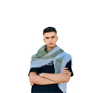 Olive Nablus Keffiyeh - Traditional Palestinian Headwrap Scarf in Olive Green for Cultural Heritage and Durability