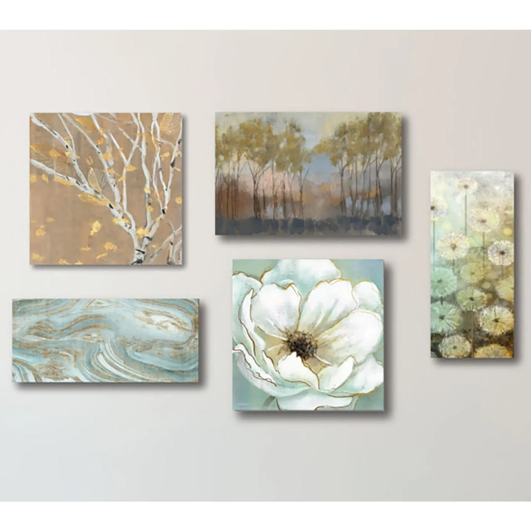 Courtside Market Teal & Gold Splendor 5-Piece Canvas Set